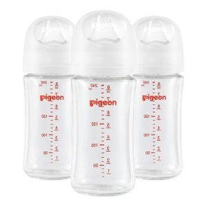 Pigeon Glass Baby Bottles Wide Neck, 8.1 Oz, Pack of 3